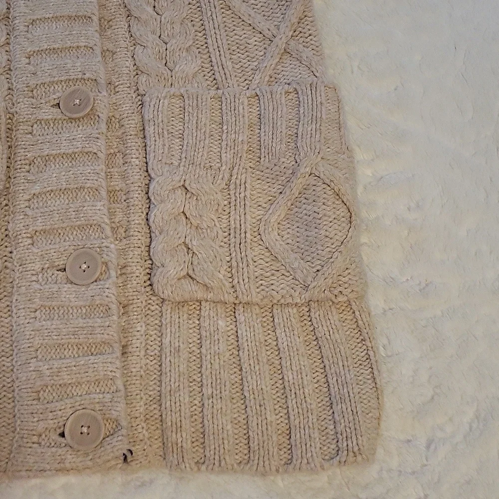 Ruff Hewn Beige Fireside Cuddle Up Cable Knit Cardigan - Picture 5 of 11